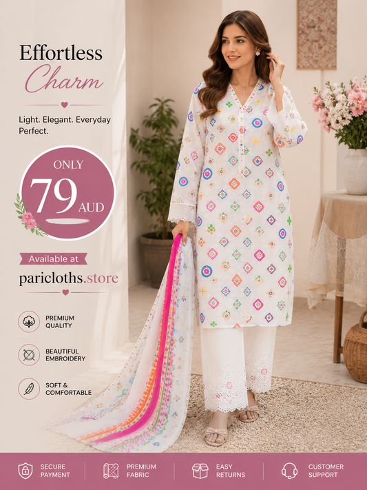 Pastel Blossom 2 Piece Lawn Suit – Elegant Pakistani Summer Outfit