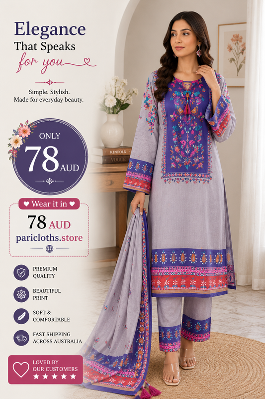 Lavender Grace Printed Lawn 2 Piece Suit – Elegant Everyday Wear