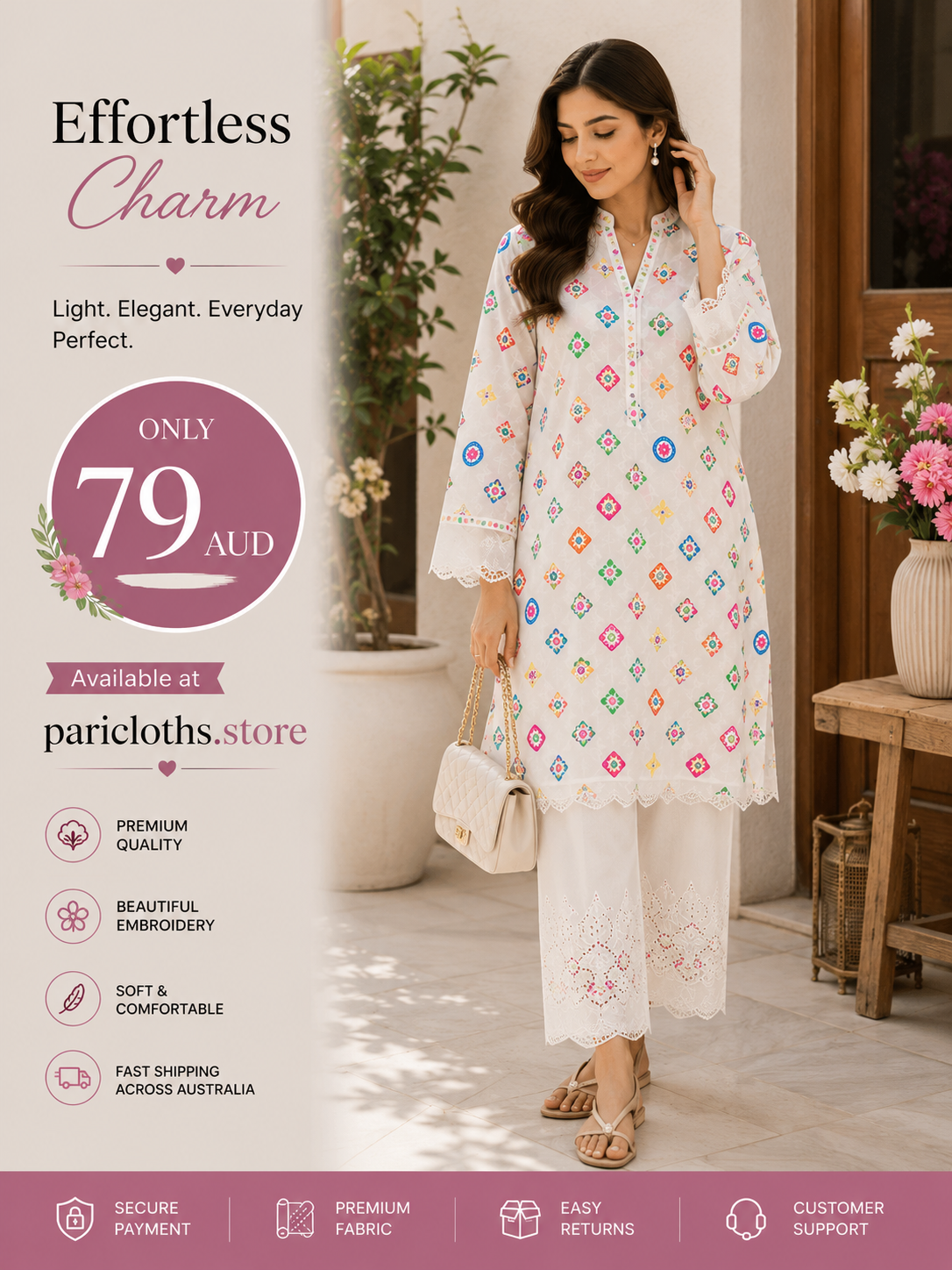 Pastel Blossom 2 Piece Lawn Suit – Elegant Pakistani Summer Outfit