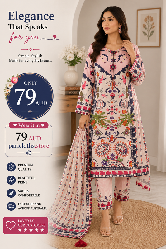 Blush Bloom Printed Lawn 2 Piece Suit – Elegant Casual Wear