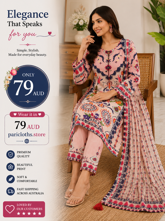 Blush Bloom Printed Lawn 2 Piece Suit – Elegant Casual Wear