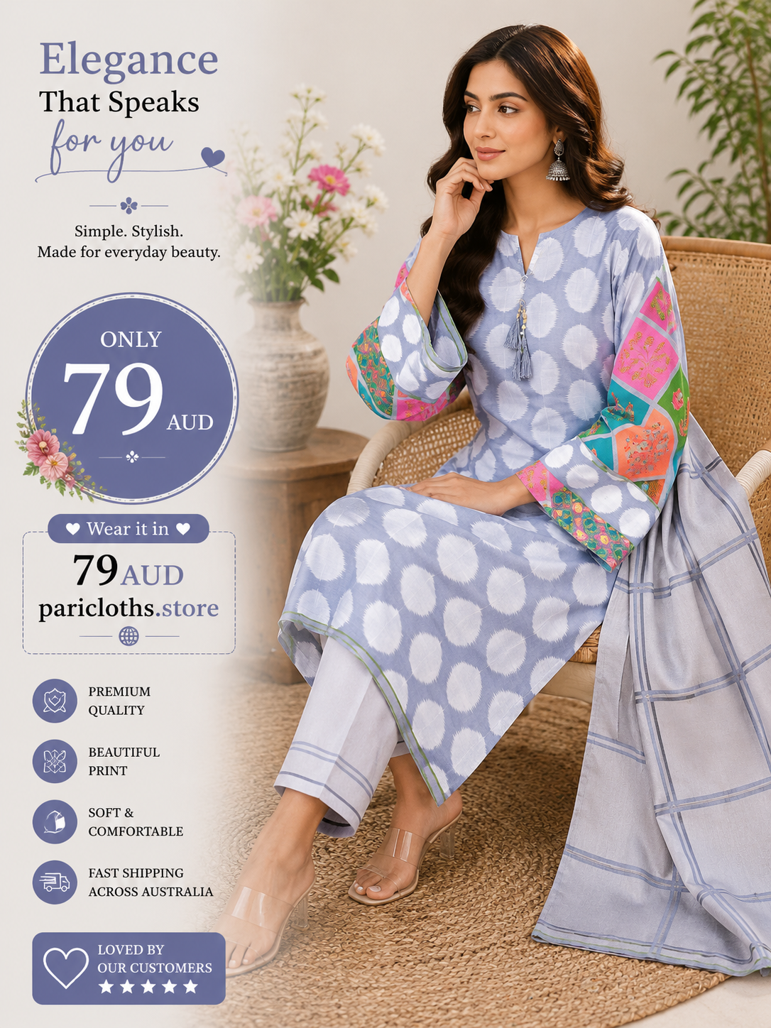 Sky Dot Premium 2 Piece Lawn Suit – Printed Pakistani Summer Dress