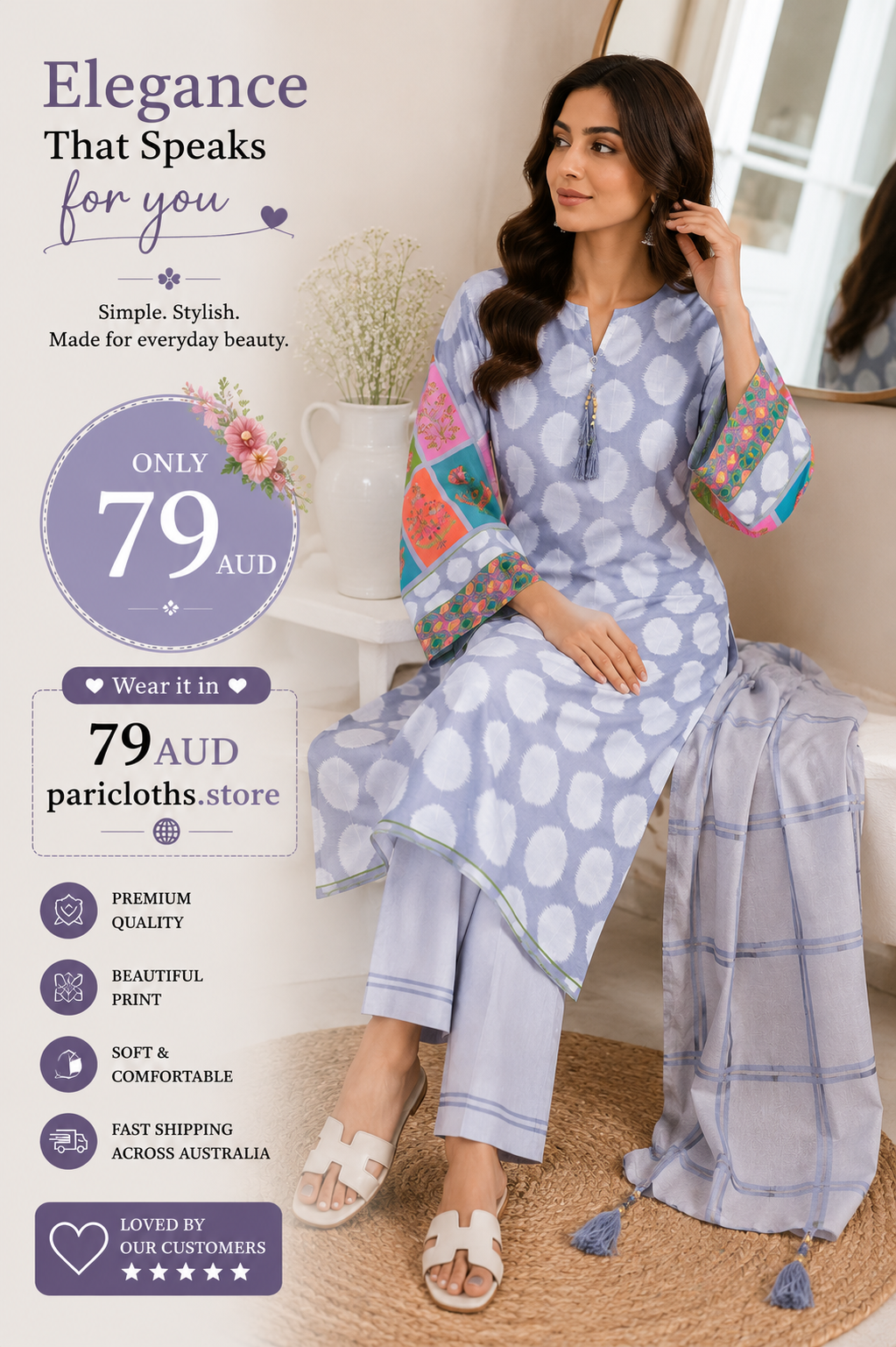 Sky Dot Premium 2 Piece Lawn Suit – Printed Pakistani Summer Dress