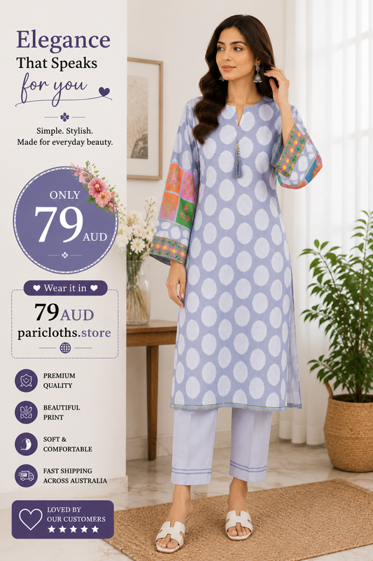 Sky Dot Premium 2 Piece Lawn Suit – Printed Pakistani Summer Dress