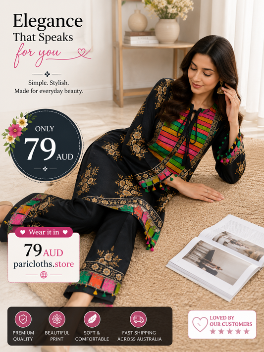 Midnight Bloom Printed Lawn 2 Piece Suit – Elegant Casual Wear